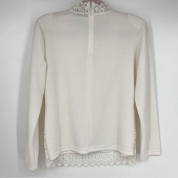 Vintage Angel Trumpet White Lace Blouse Size M - Picture 7 of 8